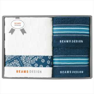 BEAMS DESIGN チェッカーバンダナタオルセット(ネイビーブルー) 51-3139500NB