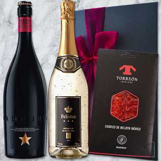 イネディットビール&金箔入りスパークリングワイン&チョリソ