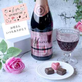 ノンアルコール/モーヴ スパークリング レッド グレープ ジュース&ソープフラワー1輪&チョコ3個