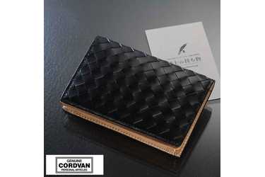 Lifeit GENUINE CORDOVAN 編み込みコードバン名刺入れ ブラックの