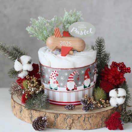 【クリスマス限定】2025年ロゴ入りminijet付1段おむつケーキ
