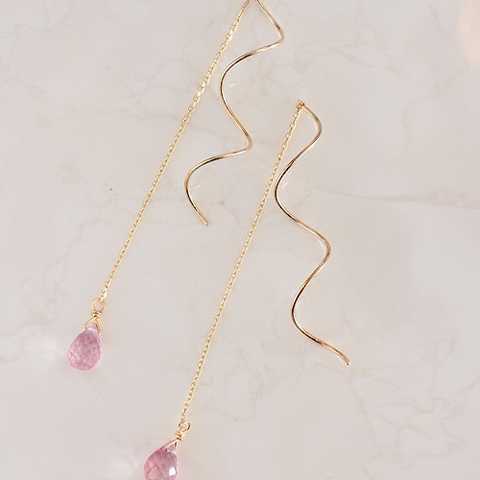 K10 天然石 螺旋 チェーン アメリカンピアス