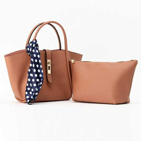 カシュカシュ cachecache / スカーフ付きヒネリ金具トートバッグ