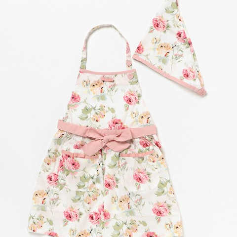 キッズエプロン ウィズ三角巾 クチュールローズ/ピオニー