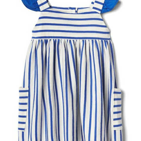 Gap ストライプブロック フラッタースリーブドレス