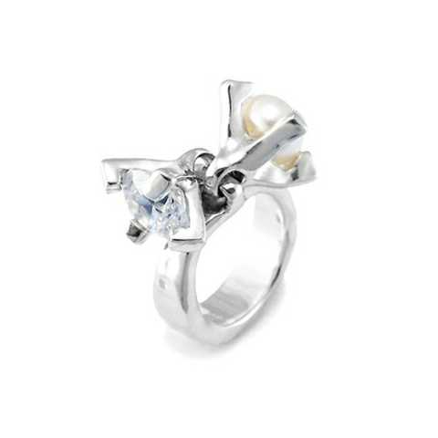 ジルコニア・パールゆれピンキーリング