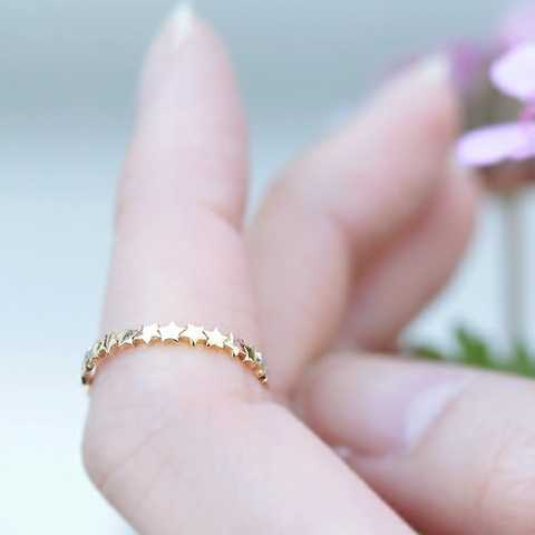 K10 シンプルゴールドスター レイヤードリング