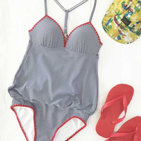 【Reir（レイール）】Ｒｉｂ Border　リブ　ボーダー　ワンピース　水着