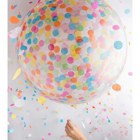 ジャンボ コンフェッティバルーン/クリア ウイズ マルチ[KNOT&BOW/ノット＆ボウ]