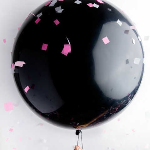 ジェンダーリヴィールバルーン/ブラック ウイズ ピンク