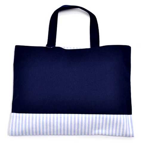 ハンドメイド感覚のKidsレッスンバッグ　リバーシブルタイプ　ベーシックストライプ・水色　日本製　N0171500