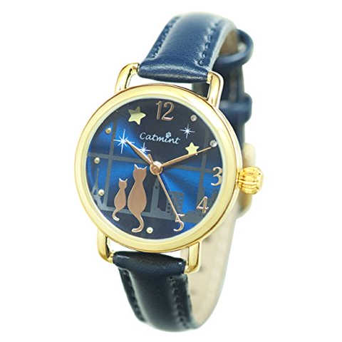 catmint　腕時計　「窓辺の猫と夜の街」