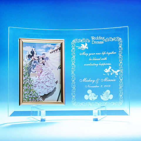 ガラス製フォトフレーム ミッキー＆ミニー