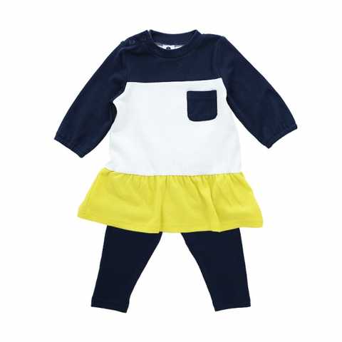 マルチカラー 長袖ワンピース&レギンスセット 60-70cm(ベビー・女の子)