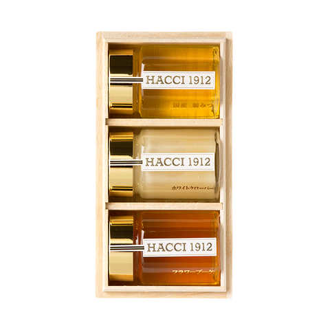 桐箱テーブルハニー3本セット (国産栃みつ、カナダ産ホワイトクローバー、国産フラワーブーケ)