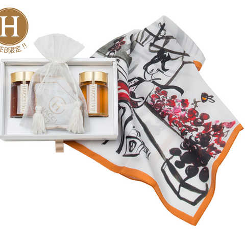 スライドBOXギフトセット(ハンカチ、ハーブティー、ハンガリー産アカシア、スペイン産ラベンダー)