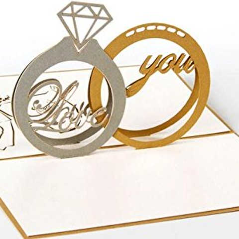 rubitas 飛び出す グリーディング メッセージ カード ホップアップ 色紙 手紙 寄せ書き アルバム 誕生日 (結婚指輪)
