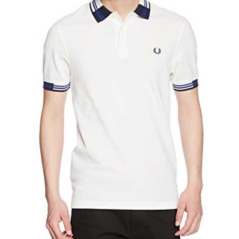 [フレッドペリー]ポロシャツ BLOCK TIPPED PIQUE SHIRT メンズ M3590 129SNOW WHITE UK S-(日本サイズM相当)