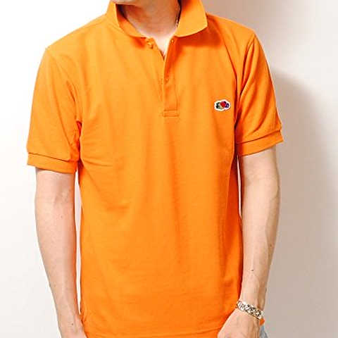 フルーツオブザルーム (FRUIT OF THE LOOM) カラー 鹿の子 ワッペン ポロシャツ (L, ORANGE)