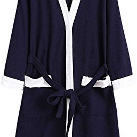【ドレスライフ】DressLife　男女兼用　吸水性　バスローブ　夏用　ワッフル生地　 速乾　お風呂上り　浴衣　レデイース　部屋着　ホテルタイプ