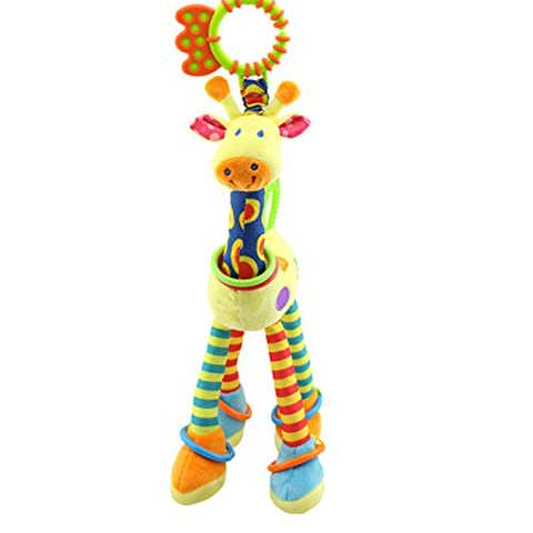 吊りぬいぐるみ 遊び人形 ベビーベッド ハンドベル ベビーカー キリンぬいぐるみ人形 キリン かわいい 赤ちゃん 動物 教育玩具 ギフト - イエロー