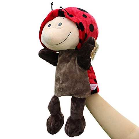 Remeehi ハンドパペット　口動ける　動物 手 人形 アニマル ハンド パペット 幼児 情操 教育 親子 おもちゃ 知育 人形劇 小道具　物語　てんとう虫