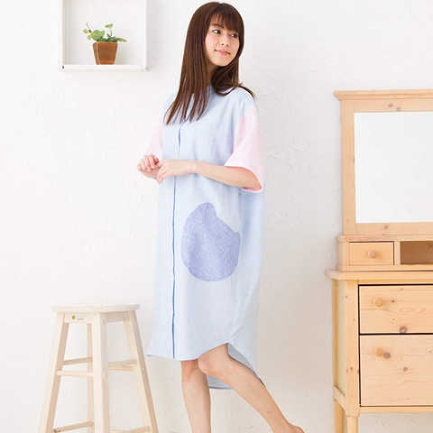 ツモリチサト ワンピ リネン布帛無地 ULP11350 (L, サックス)