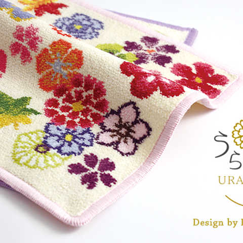 FEILER×井澤屋 花紋様タオルハンカチ「うらら花」クリーム