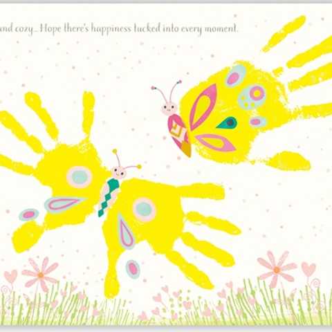 親子で楽しむはじめての手形キット 1st Hand Print　赤ちゃんの手形をアートにして飾ろう (チョウ　黄)