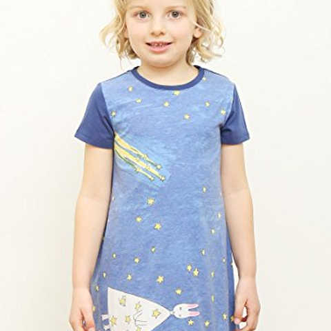 (グラニフ)graniph コラボレーションAラインフレアキッズ半袖ワンピース / 流れ星 ( わたしのワンピース ) ( ネイビー ) 90