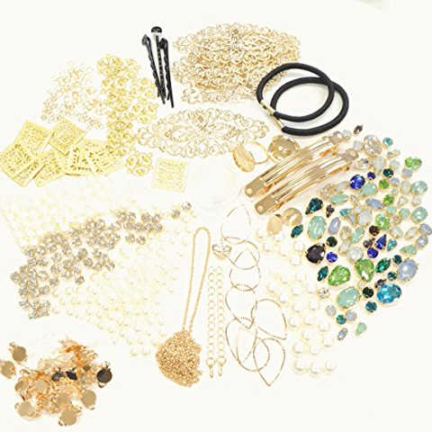 ビジュー アクセサリー が20個できちゃうセット ピアス イヤリング ガラスストーン ミルキー ラインストーン ヘアアクセサリー (寒色系, イヤリング)