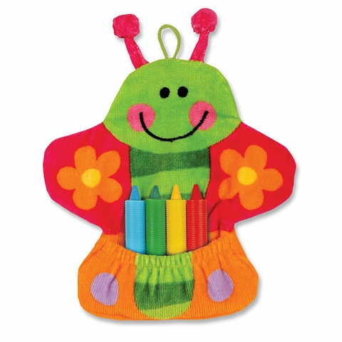 蝶と花のクレヨン付きバスミット