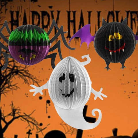 Degel++ ハロウィン ランタン 提灯 パーティー 飾り コウモリ おばけ くも 大判３点セット ハロウィンを盛り上げる飾りにぴったり