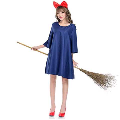 Sereny コスプレ 魔女の宅急便 キキ 仮装 ハロウィン コスチューム (蛍光タトゥーシール付)