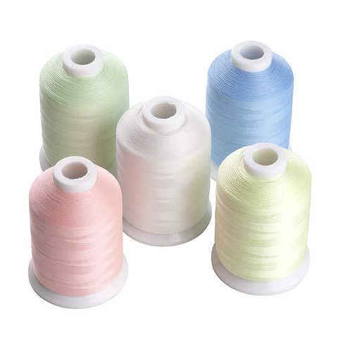 蓄光刺繍糸、暗閣で光る、夜光刺しゅう糸・光る糸、5色/セット各1000(Y)ヤード