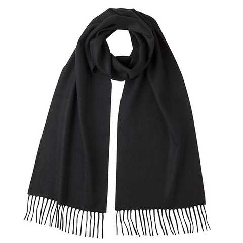カシミア　プレーン　スカーフ　ブラック