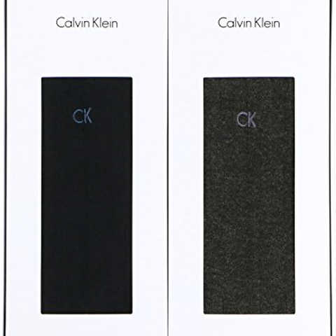 (カルバンクライン) Calvin Klein ビジネス ロゴ刺繍 リブ クルーソックス 2足組ギフトセット
