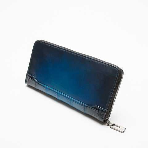 YCA114 クロコダイルコンビラウンドファスナーウォレット