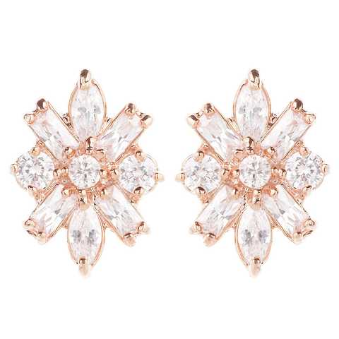 アクセサリーショップピエナ キュービックジルコニア レディース 雪の結晶イヤリング 痛くならない ニッケルフリー ピンクゴールド