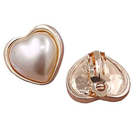 ハート型シミュレートパールクリップイヤリング非ピアスゴールドメッキダングルのガールズレディース