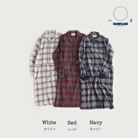 rib me リブミーワンピース 柔らかオンブレチェック 綿100% 日本製