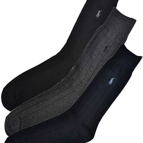 メンズ 靴下 (3足セット) コーマコットン リブ ビジネス ソックス 黒 アソート [25cm-30cm][8092PKBKAS] [並行輸入品] 