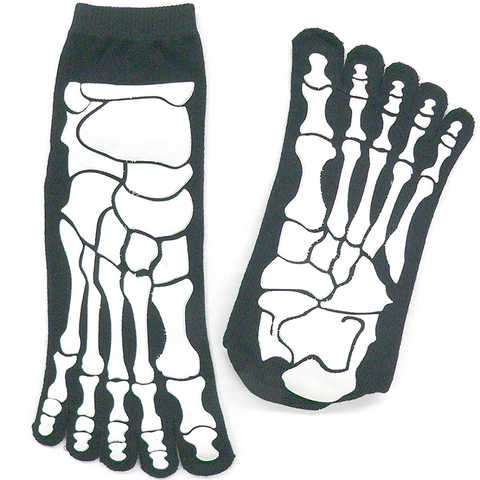 5本指靴下 ガイコツ柄 両面プリント 25-28cm 《99602》