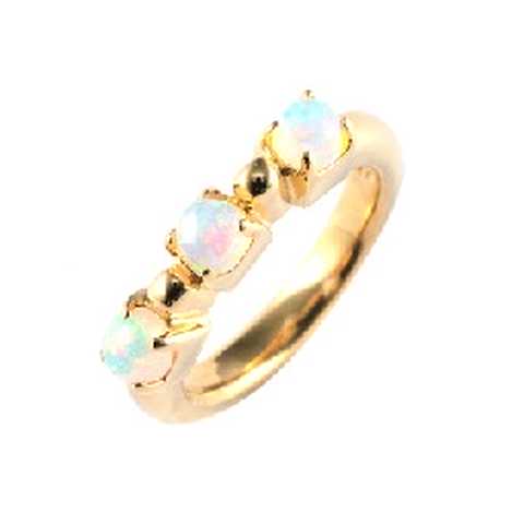 baby's ring - K18 一連三石 - 10月 オパール