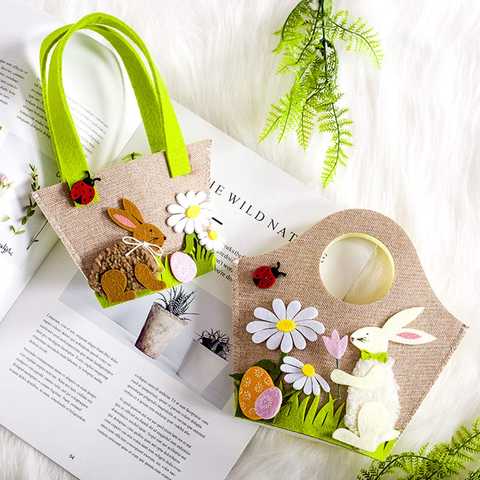 Amosfun イースターバスケットバニーイースターバッグウサギバスケットポータブル卵コンテナ用卵狩り好意イースターバスケット詰め物