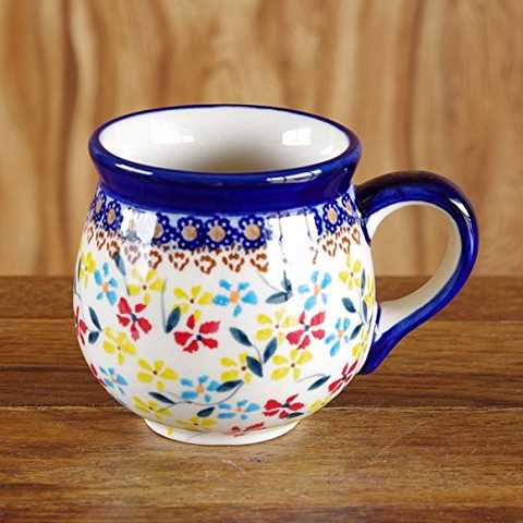 ポーリッシュポタリー (ポーランド食器) ボレスワヴィエツ陶器 (BOLESLAWIEC) マグカップ コーヒーカップ S 220ml カラフル小花柄 K67-WK68