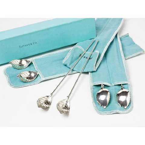 ティファニー ミントジュレップ・モヒート用 純銀シルバーストローマドラースプーン（6本）　ti-spoon-7