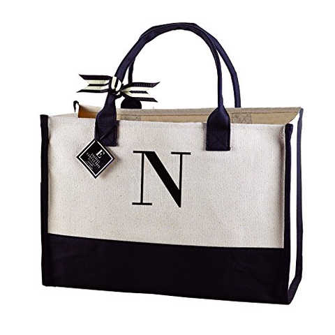 【Mud Pie】マッドパイ キャンバス イニシャル　トートバッグ (N)