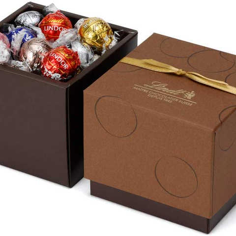リンツ (Lindt) チョコレート リンドール スクエアギフトボックス 7種27個入り ショッピングバッグS付