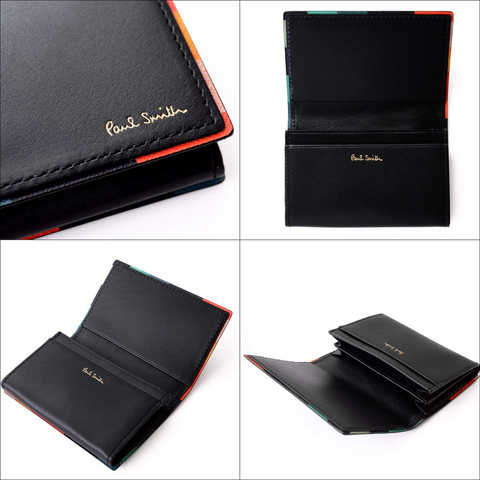 [名入れ可] (ポールスミス) Paul Smith ストライプ ポイント レザー カード ケース 本革 名刺入れ 873181P513 ショップバッグ付